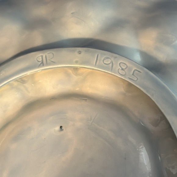 Vintage Blue Ceramic Deviled Easter Egg Holder with White Doves Platter Size 13” - Picture 9 of 9